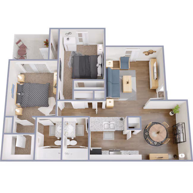 2 Beds • 2 Bath 1009 floor plan